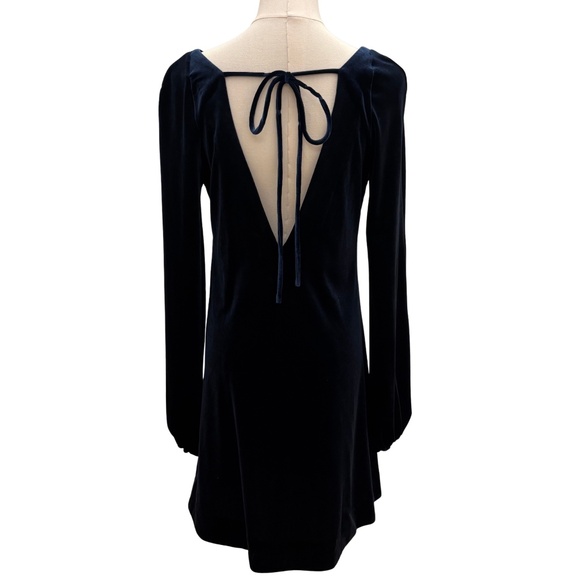 Free People MISHA V-Neck Mini Dress  Blue Velvet - Picture 3 of 7